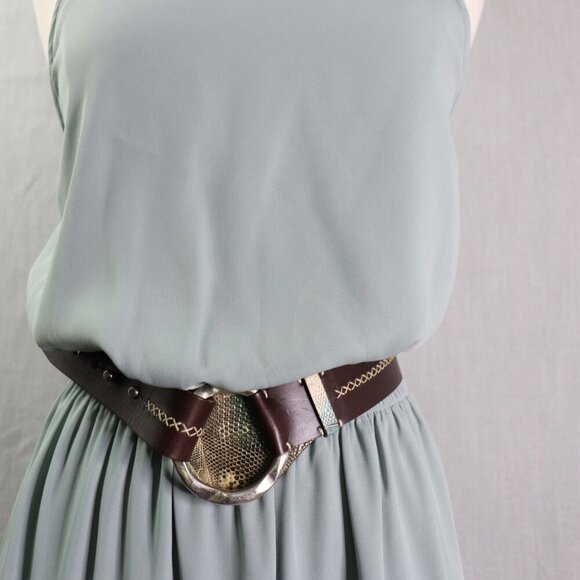 Post & Co Lizard Leather Belt Brown 100cm (Fits 34") O-Ring Italy Exotic - Picture 4 of 15